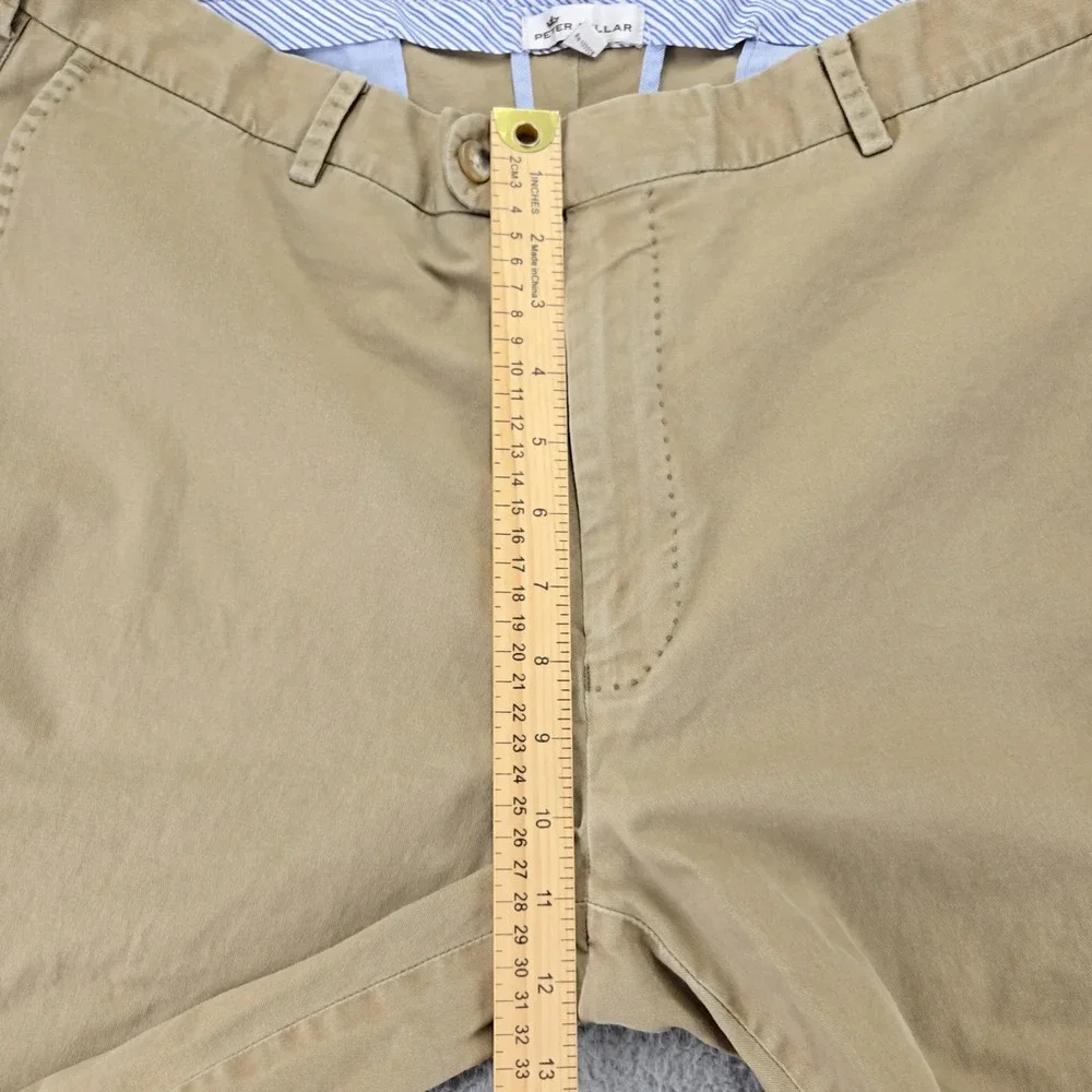 Peter Millar Pants Mens 38 Tan Chino Flat Front Pima‎ Cotton Golf Mid Rise